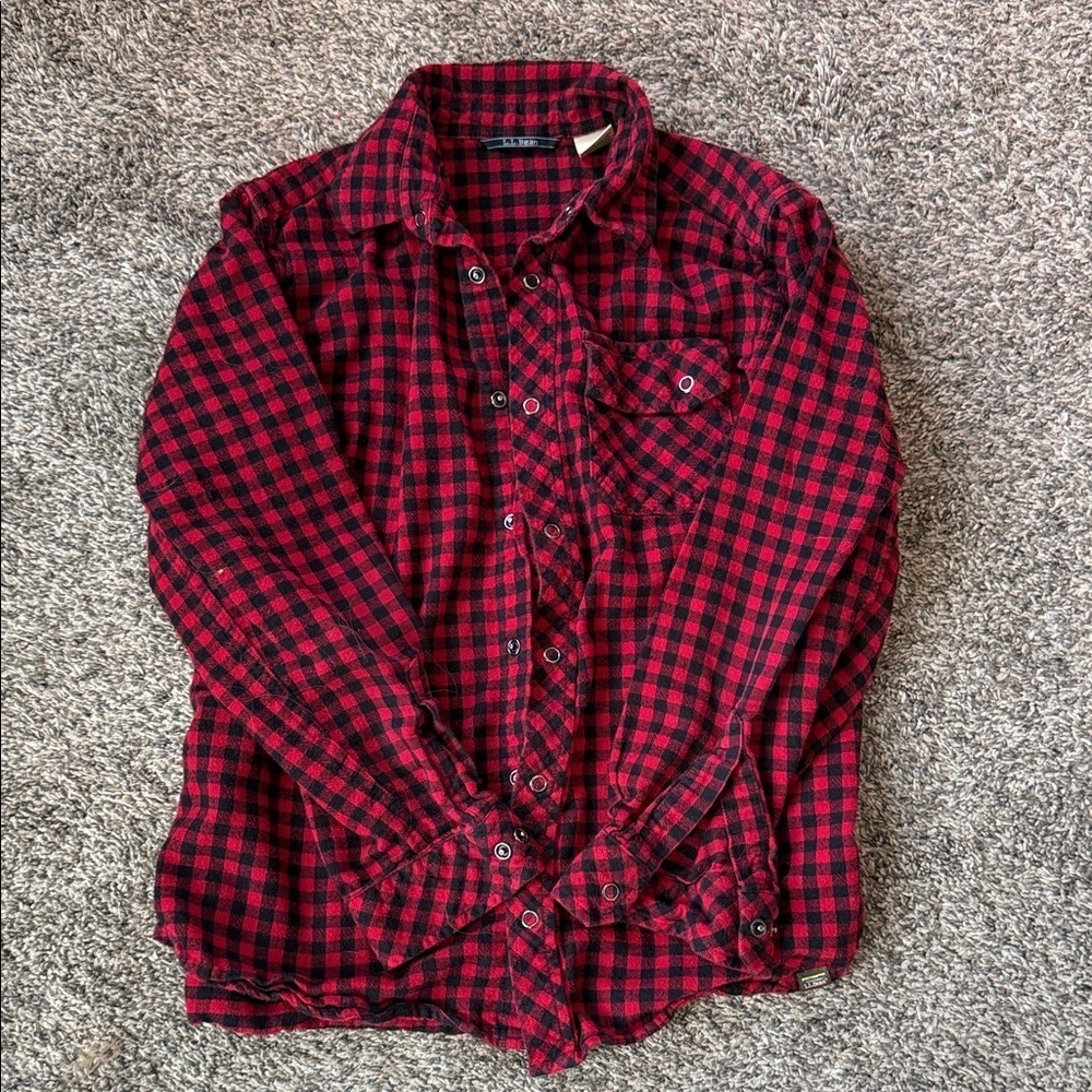 Youth L.L. Bean Flannel, size L (14-16), red/black